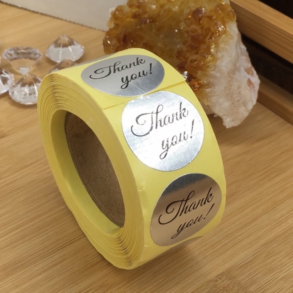 500 Silver Foil Thank You Stickers PRICE IS FIRM - Picture 2 of 6